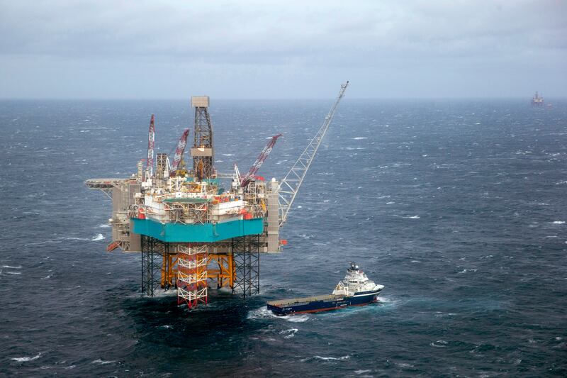 A supply ship at the Edvard Grieg oil field in the North Sea. AP