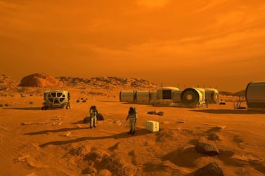 This artist's concept depicts astronauts and human habitats on Mars. Scientists in Germany have found a way to grow bacteria under Mars-like conditions. Nasa / JPL-Caltech