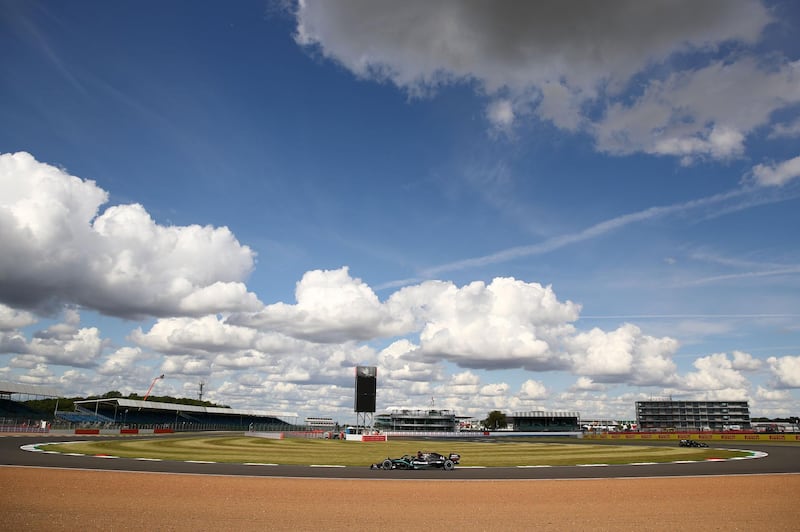 Lewis Hamilton leads at Silverstone. AFP
