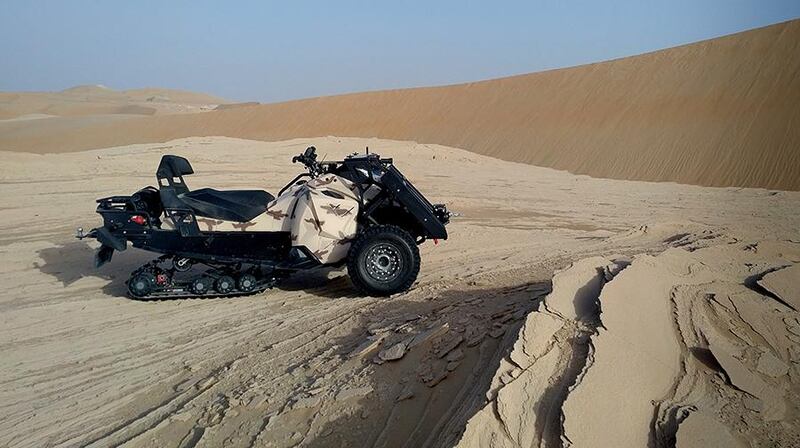 Masdar Institute will integrate Sand-X’s T-ATV 1200 all-terrain vehicle with artificial intelligence and automation along with QiniteQ to develop an all-terrain robot capable of with standing this country's harsh environment. Courtesy Sand-X Motors 