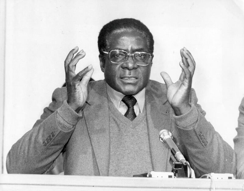 4th March 1980:  Robert Gabriel Mugabe, first prime minister of independent Zimbabwe, speaks at a press conference.  (Photo by Keystone/Getty Images)