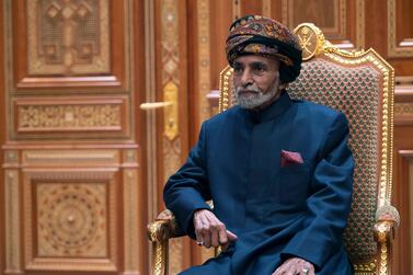 Sultan of Oman Qaboos bin Said al-Said sits during a meeting with the US secretary of state at the Beit Al Baraka Royal Palace in Muscat on January 14, 2019. AFP