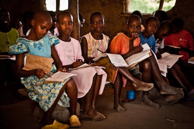 Students take exams at Lukumbe Chance School in central Uganda, supported by Save The Children.