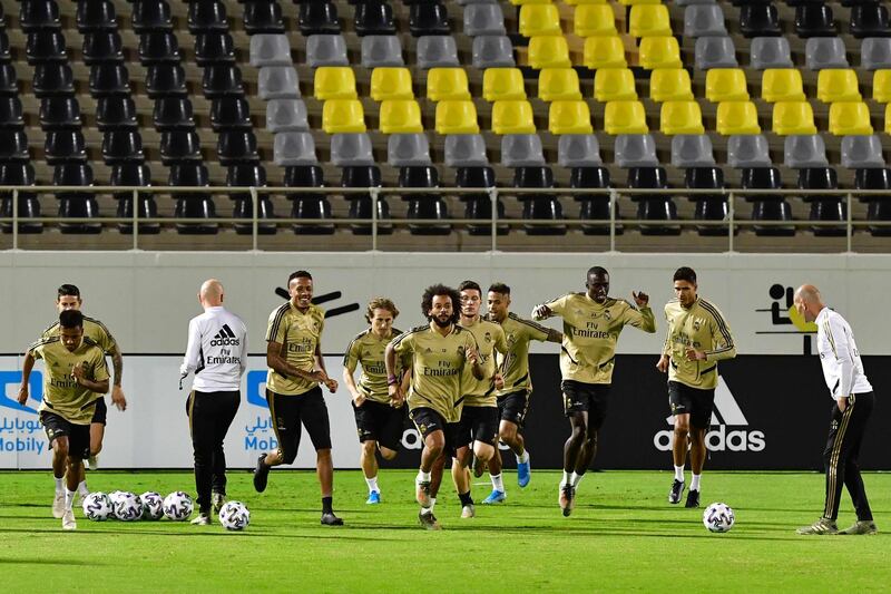Real Madrid training in Jeddah. AFP