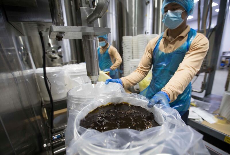 Dubai, United Arab Emirates - Date syrup at Al Barakah Dates Factory, Dubai Industrial City.  Leslie Pableo for The National