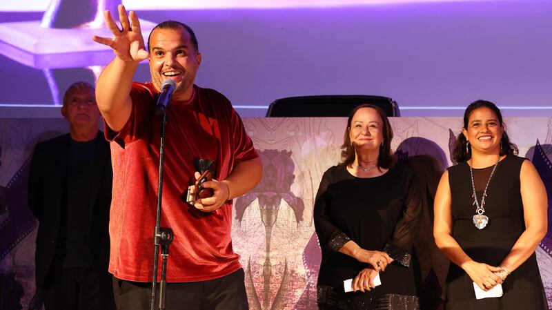 Algerian filmmaker Salah Issaad won the Black Iris Award for best Arab feature-length narrative for his film 'Soula'. Photo: Amman International Film Festival