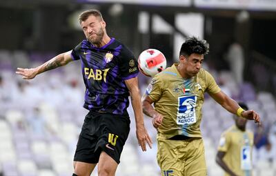 Al Ain forward Andriy Yarmolenko, left, opened his account for his new club in the 7-0 win over Al Dhafra. Photo: UAE Pro League