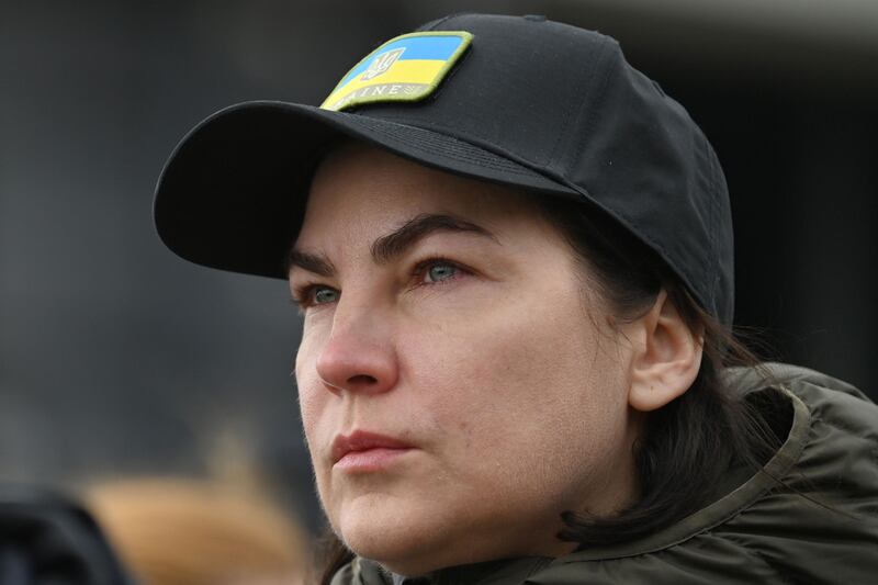 Iryna Venediktova, Prosecutor General of Ukraine, in the town of Bucha, near the Ukrainian capital of Kyiv, on April 5. AFP