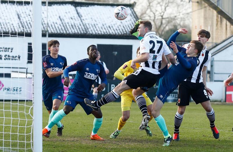 Centre forward: Connor Hall (Chorley) – Scored against a third Football League club in as many rounds as sixth-tier Chorley continued their historic run by beating Derby. Reuters