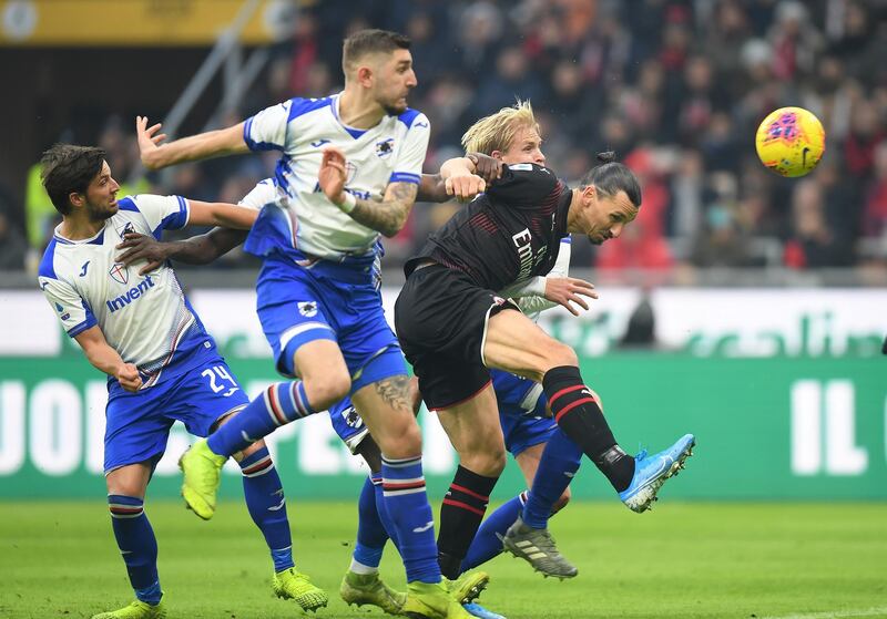 Soccer Football - Serie A - AC Milan v Sampdoria - San Siro, Milan, Italy - January 6, 2020  AC Milan's Zlatan Ibrahimovic in action  REUTERS/Daniele Mascolo