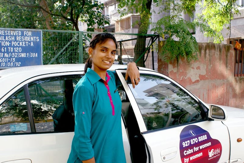 Chandni, 23, is one of the drivers for Sakha, a New Delhi-based company that trains women to drive and counsels them on their rights. Amrit Dhillon 