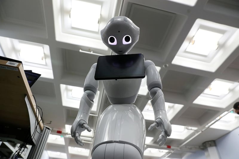 
AL AIN , UNITED ARAB EMIRATES , November 19 – 2018 :- Extension of the humanoid robot at the College of Information Technology (CIT) in the United Arab Emirates University in Al Ain. ( Pawan Singh / The National )  For News. Story by Nick Webster 
