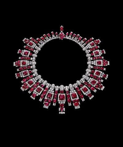 Ruby necklace from Cartier, which has boycotted trading in stones from Myanmar for the time being