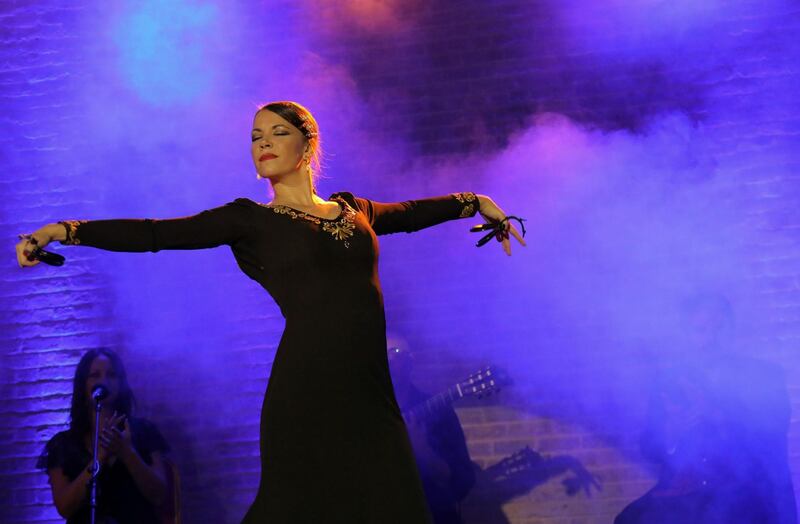 Spanish flamenco dancer Carolina Morgado performs on stage in Erbil. AFP