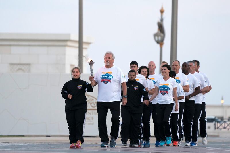 ABU DHABI, UNITED ARAB EMIRATES - March 10, 2019: The Special Olympics World Games 2019 Law Enforcement Torch Run, at the Presidential Palace.
( Eissa Al Hammadi for the Ministry of Presidential Affairs )
---