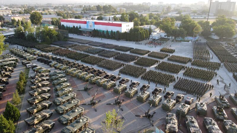 A general view of a parade following a nationwide military exercise, in Dushanbe, Tajikistan. Reuters