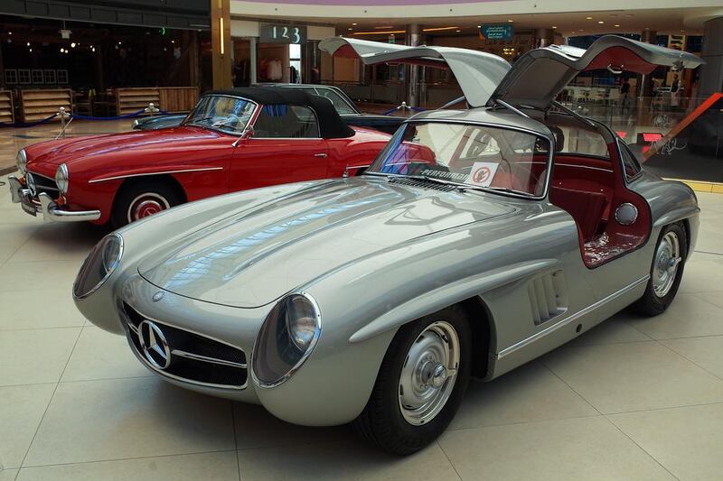 A 1958 Mercedes-Benz 190 SL and a 1957 Mercedes-Benz Gullwing at the Classic Car Show in Marina Mall, Abu Dhabi. AMG has given the old models a complete makeover in the new SL. The National