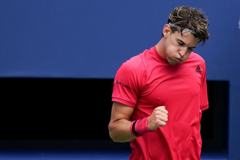 Dominic Thiem celebrates after defeating Sumit Nagal in the second round of the US Open. AP Photo