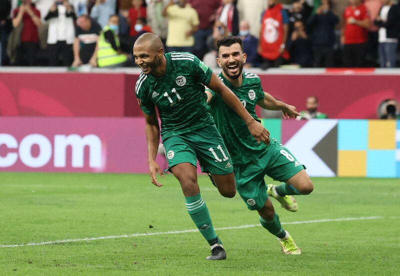 Algeria's Yacine Brahimi celebrates scoring their second goal. Reuters