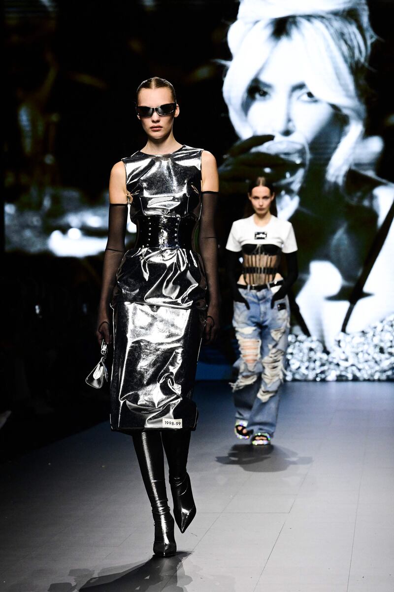Sleek silhouettes and structural elements on show. AFP