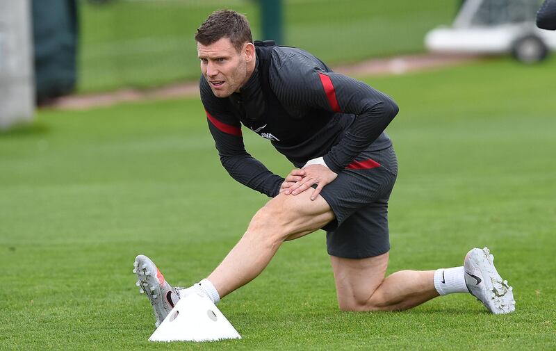 LIVERPOOL, ENGLAND - OCTOBER 13: (THE SUN OUT. THE SUN ON SUNDAY OUT) James Milner of Liverpool during a training session at Melwood Training Ground on October 13, 2020 in Liverpool, England. (Photo by John Powell/Liverpool FC via Getty Images)