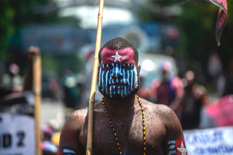 Papuan activists attend a protest in Surabaya to mark the Free Papua Organization anniversary. AFP
