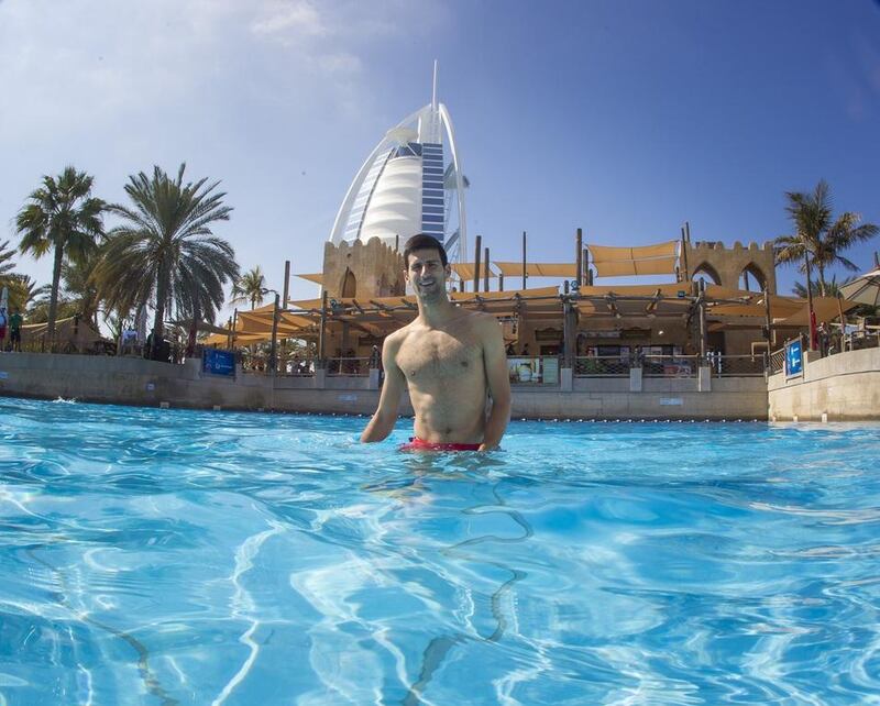 Novak Djokovic at Wild Wadi Waterpark in Dubai. Photo Courtesy / Dubai Duty Free Tennis Championships