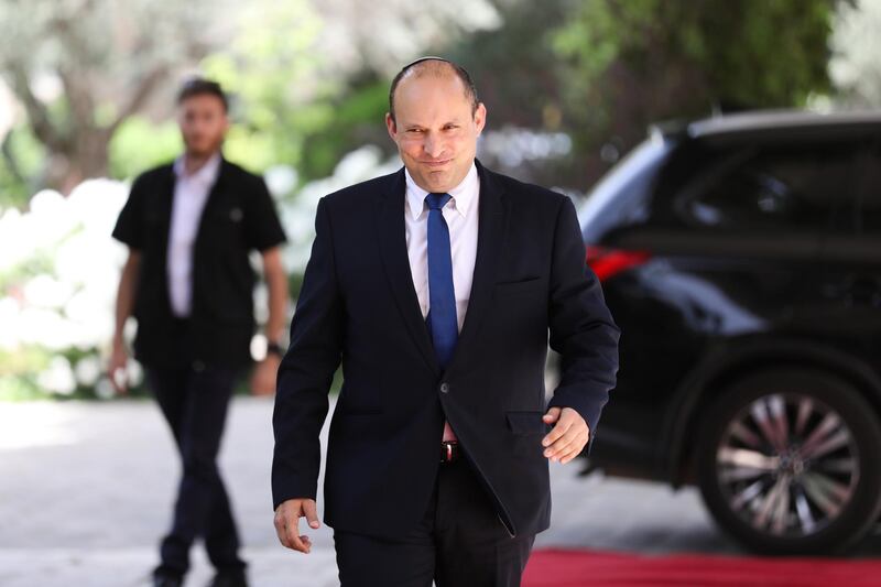 Leader of the Yemina party, Naftali Bennett enters the residence of President Reuven Rivlin, in Jerusalem, Israel. EPA