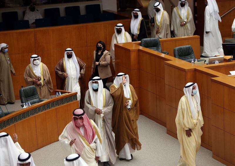 Kuwaiti cabinet members at the National Assembly in Kuwait City. AFP