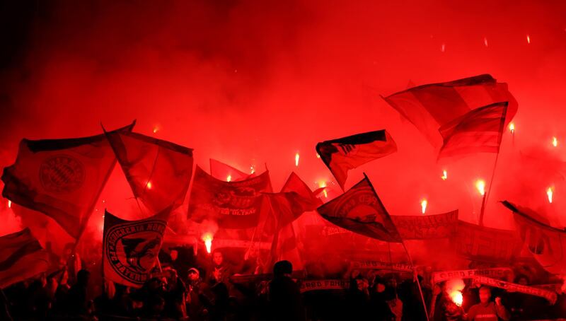Bayern Munich fans during the Champions League match against Red Star Belgrade in Serbia on Tuesday, November 27. Getty