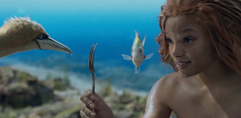 The Little Mermaid will be released in UAE cinemas on May 25. Pictured: Bailey as Ariel with Awkwafina as Scuttle and Jacob Tremblay as Flounder the fish. All Photos: Disney