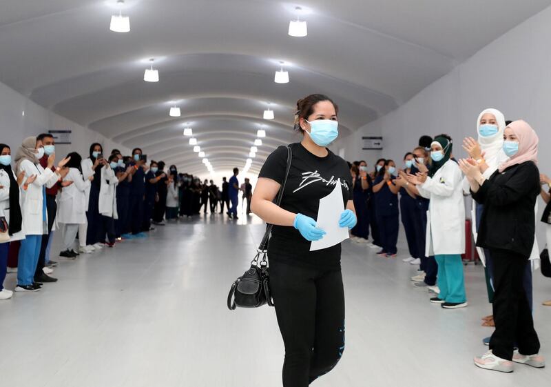 Dubai, United Arab Emirates - Reporter: Kelly Clarke. News. Covid-19/Coronavirus. The last 17 Covid-19 patients recover and leave Dubai Parks and Resorts field hospital. Monday, July 13th, 2020. Dubai. Chris Whiteoak / The National