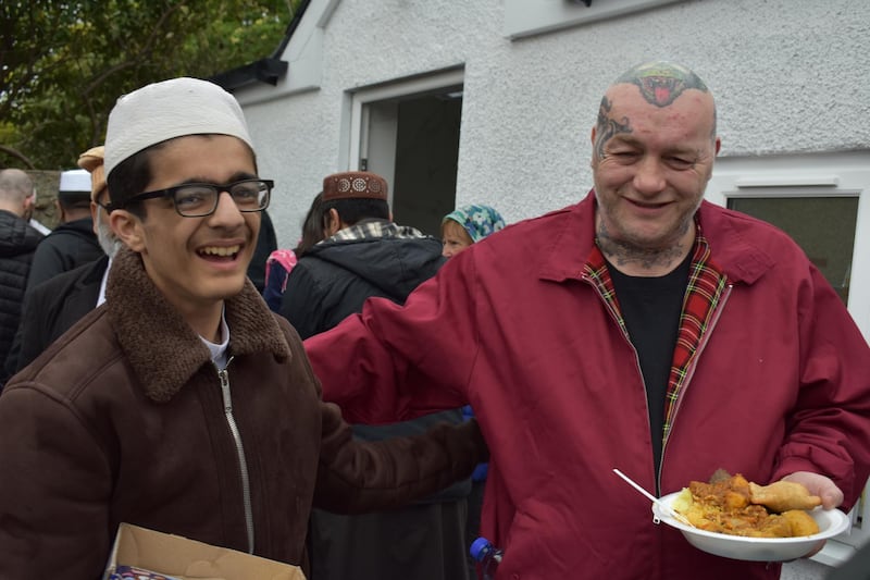 Non-Muslims and islanders attended the opening of the mosque on Friday. Claire Corkery/ The National