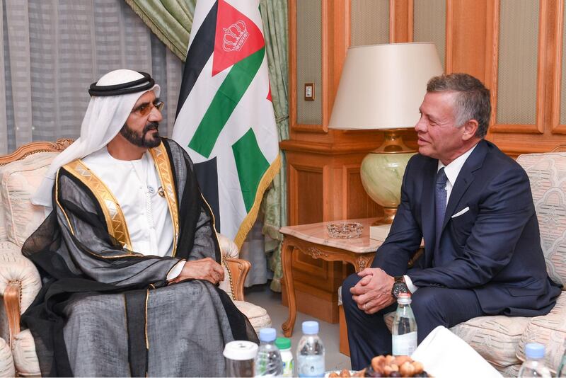 Sheikh Mohammed bin Rashid speaks with King Abdullah of Jordan. WAM