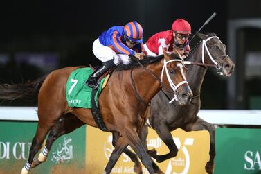 Luis Saez wins the Saudi Cup on Maximum Security at the King Abdulaziz Racetrack. Reuters