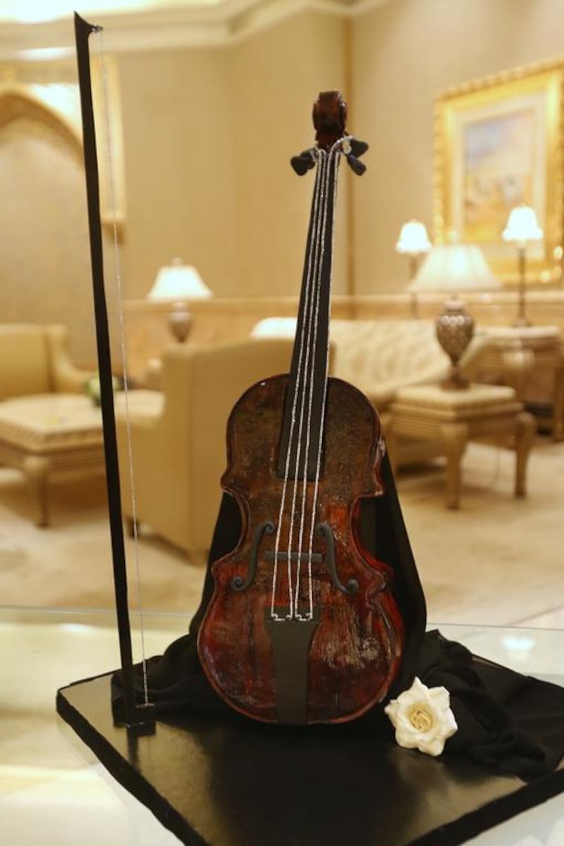 One of the cakes that stood out was baked in the shape of an upright violin. Sally El Shafei, who runs her business Cake Away out of her home in Dubai, says: “It’s standing up so this was a challenge for me. It’s my first cake ever that’s ‘standing’. I’m happy with the result.”