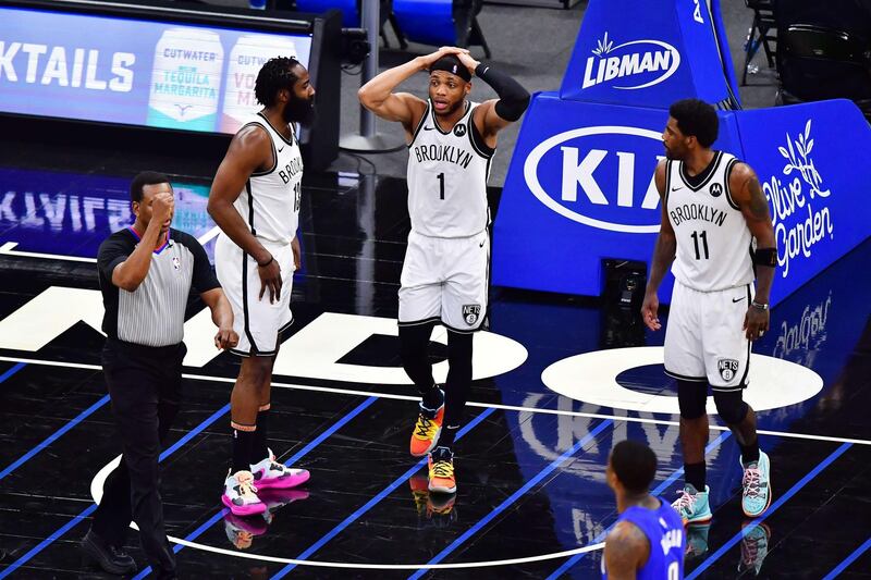 Bruce Brown of the Brooklyn Nets reacts to a foul. AFP