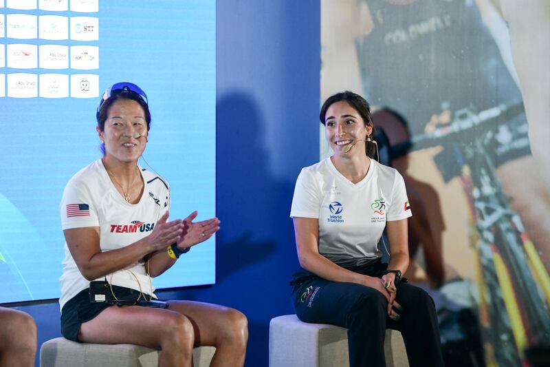 US triathlete Sharon Bayon and Al Nabulsi share their experience in competing during the Abu Dhabi World Triathlon Finals in 2022. Khushnum Bhandari / The National