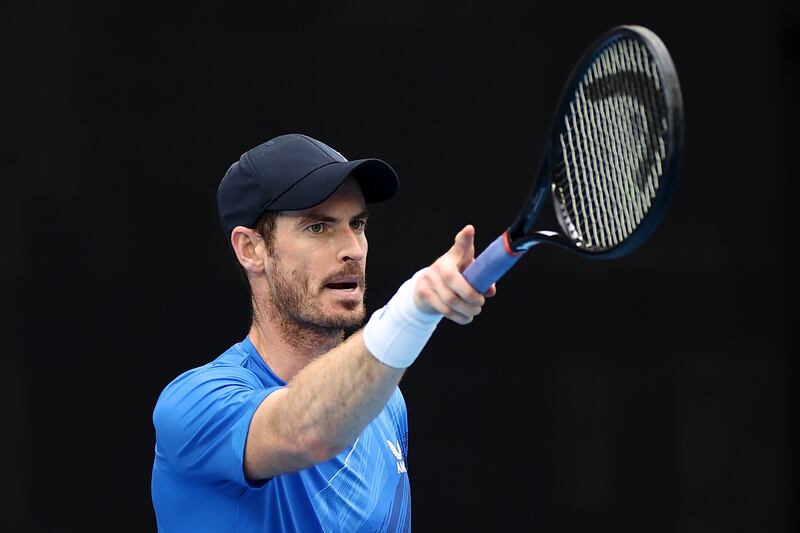 Andy Murray during his Australian Open first round match against Nikoloz Basilashvili at Melbourne Park. Getty