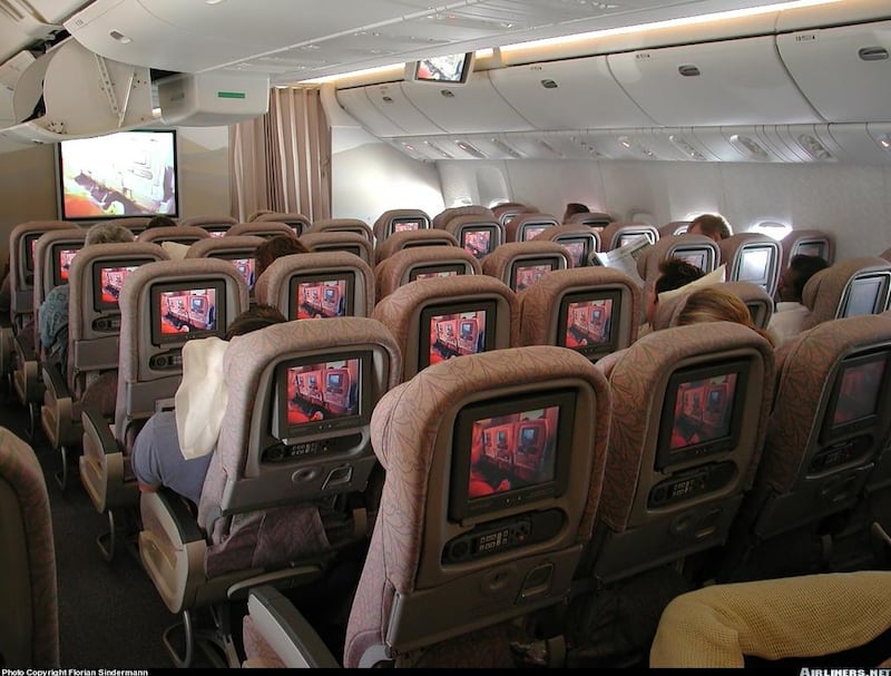 Emirates' first video system pictured in 1992. Courtesy Emirates