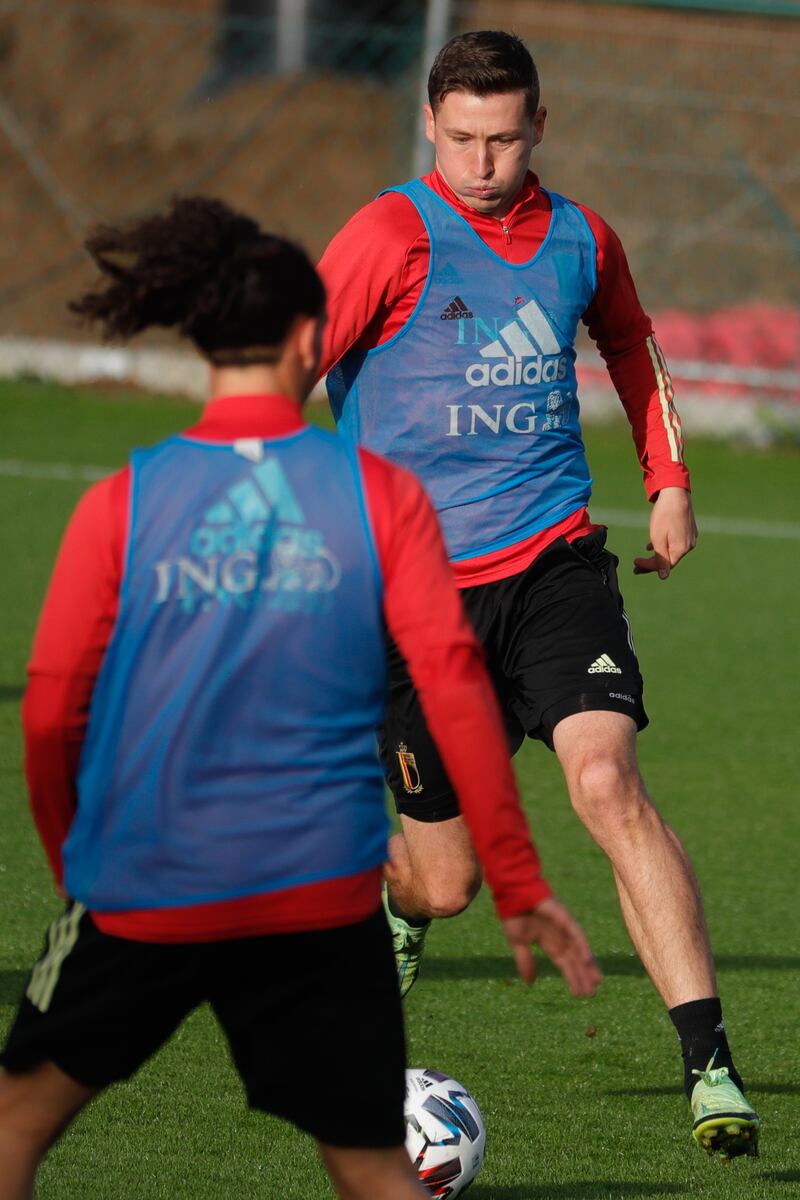 Hans Vanaken during Belgium's training session in Tubize. EPA