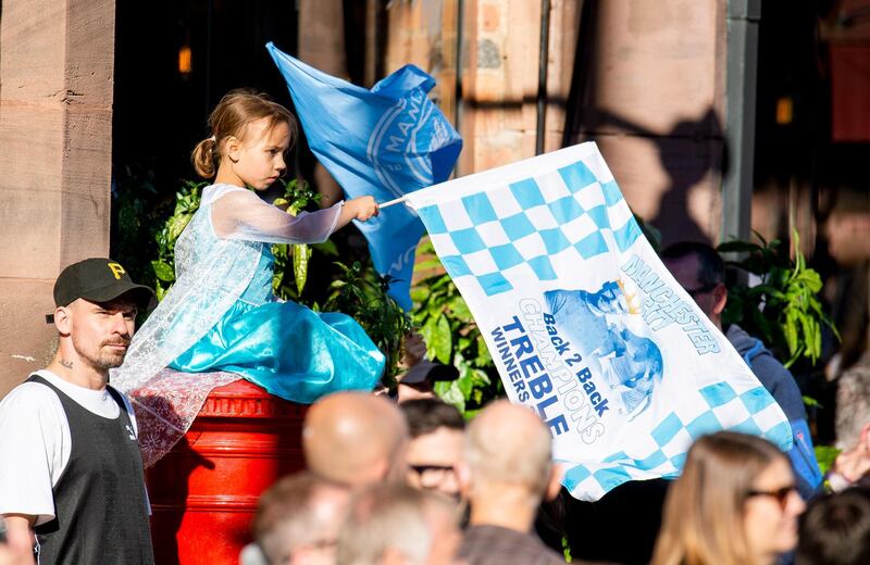 Manchester City's fans react during the Champions Parade, Manchester, Britain.  EPA