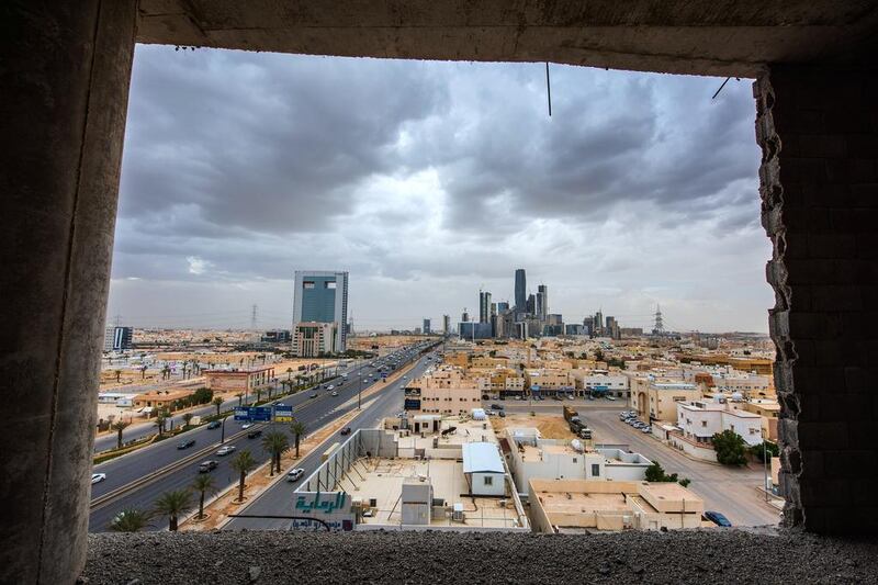 Skyscrapers in the King Abdullah financial district in Riyadh, Saudi Arabia, in April. <a href="http://www.thenational.ae/business/property/saudi-arabia-construction-market-has-dropped-80-per-cent-says-al-khodari-chief">Construction in the country dropped 80 per cent this year,</a> according to the chief executive of Saudi Arabia’s only publicly traded builder. Waseem Obaidi for The National