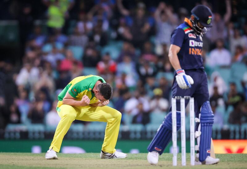 India's captain Virat Kohli reacts after getting out to Australia's Josh Hazlewood on Friday. AFP