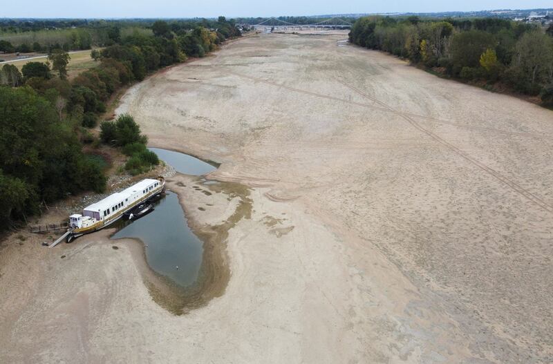 A dried up branch of the Loire river as a drought hits western France. Reuters