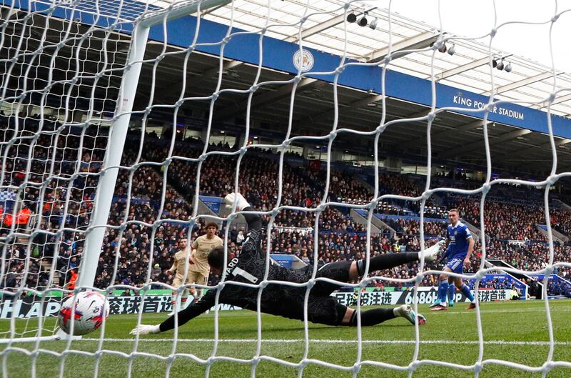 Chelsea's Ben Chilwell scores their first goal past Leicester City's Danny Ward. Action Images