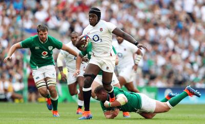 England's Maro Itoje scores his side's fourth try of the game during the Quilter International match at Twickenham Stadium, London. PRESS ASSOCIATION Photo. Picture date: Saturday August 24, 2019. See PA story RUGBYU England. Photo credit should read: David Davies/PA Wire. RESTRICTIONS: Editorial use only, No commercial use without prior permission
