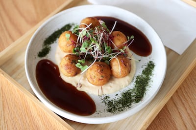Takoyaki at the Yamanote Collective restaurant in Expo City. Pawan Singh / The National