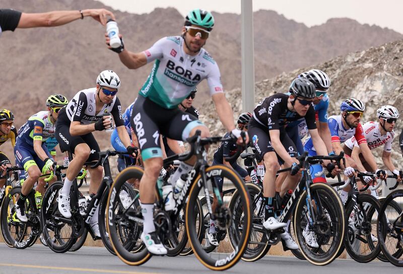 Riders during the fifth stage of the UAE Tour. AFP