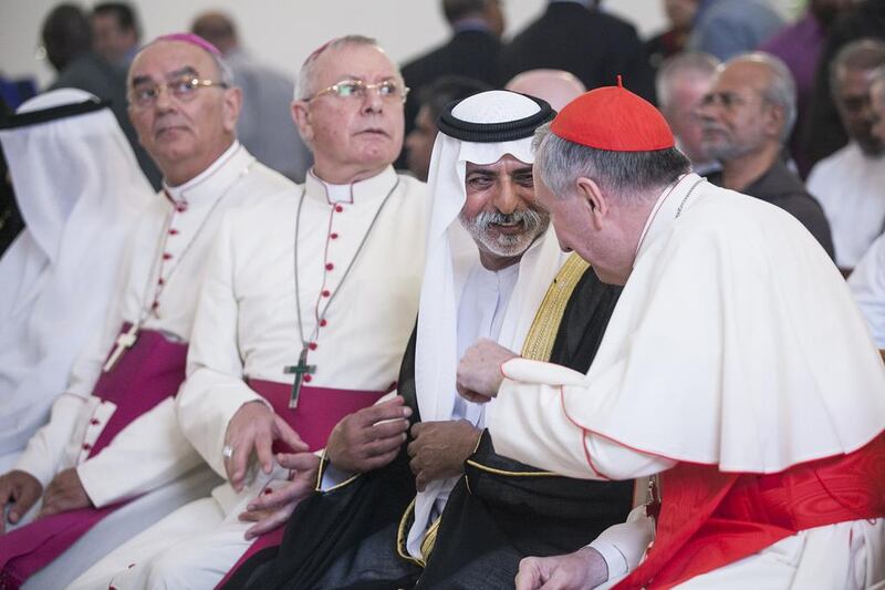 Sheikh Nahyan with Cardinal Parolin. Mona Al Marzooqi / The National